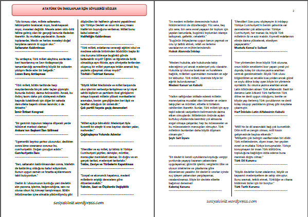 Atatürk’ün İnkılaplar İle İlgili Söylediği Sözler