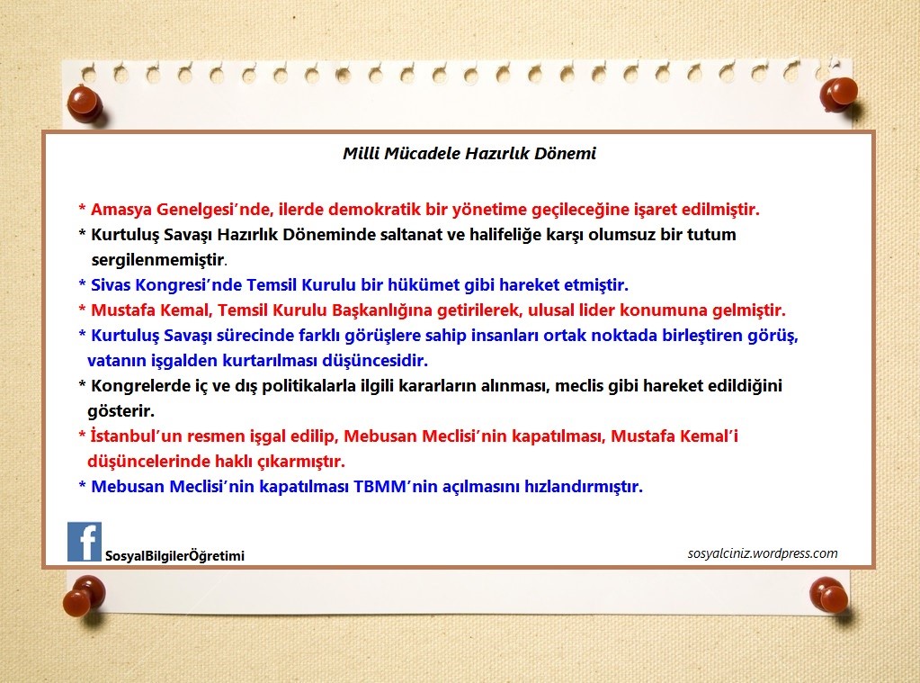 Milli Mücadele Hazırlık Dönemi Genel Özellikleri