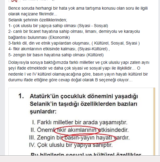 TEOG’da İtiraz Edilen T.C.İnkılap Tarihi Sorusuna MEB’in Cevabı