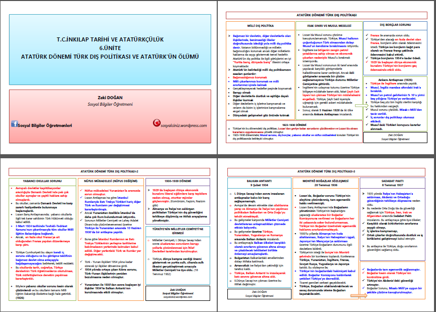 Atatürk Dönemi Türk Dış Politikası ve Atatürk’ün Ölümü-Tek Fasikül