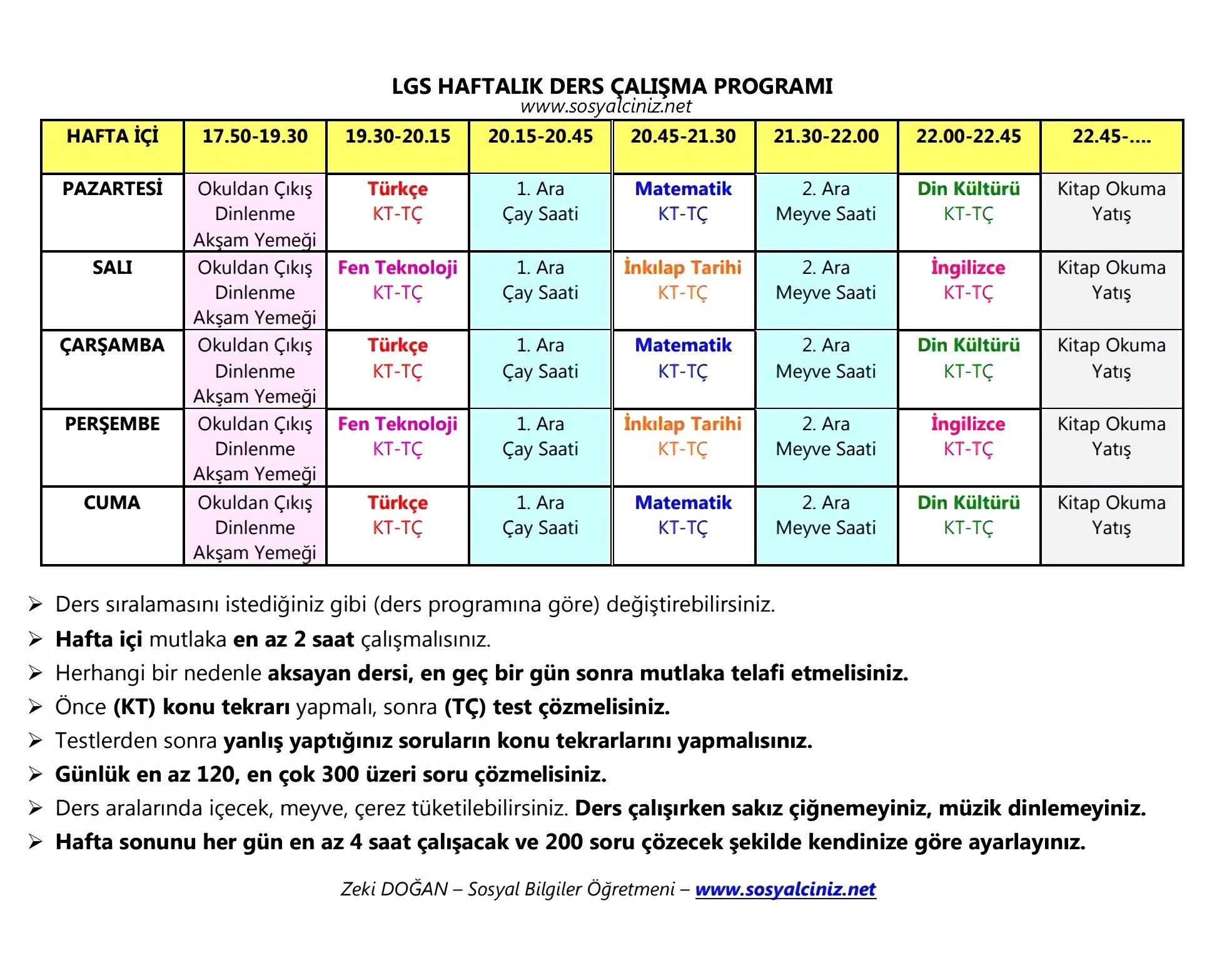 LGS in Haftal k Ders al ma Program Sosyal Bilgiler Sosyalciniz 