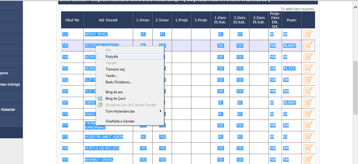 Ders ve Etkinliklere Katılım Ölçeği (E Okuldan Otomatik Dağıtım)