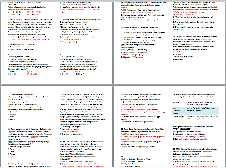 2019-2020 T.C. İnkılap Tarihi 1.Dönem 1.Yazılı Sınavı