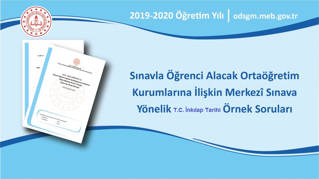MEB 2020 LGS T.C. İnkılap Tarihi Örnek Soruları(Ekim-Kasım) Toplu Halde