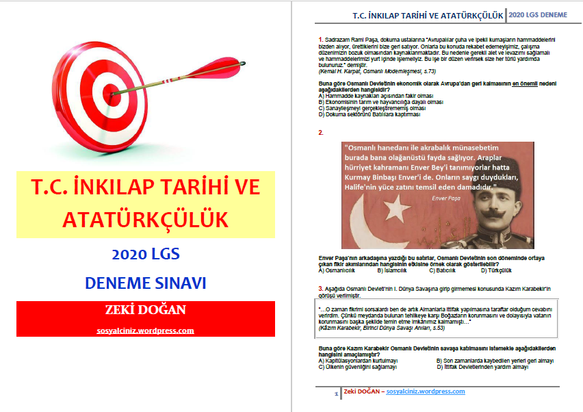 T.C. İnkılap Tarihi ve Atatürkçülük LGS DENEME SINAVI-3