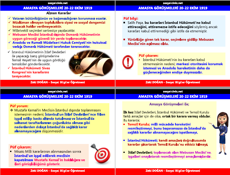 Amasya Görüşmeleri ve Temsil Kurulu’nun Ankara’ya Gelişi Konu + Kazanım Testi