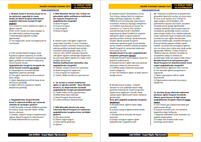 Maarif Kongresi Tarama Testi