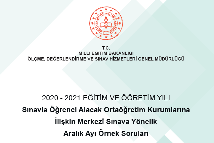 Aralık 2020 T.C. İnkılap Tarihi MEB LGS Örnek Soruları