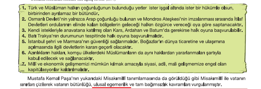 Misakı Milli’de milli egemenlik ilkesi var mı?