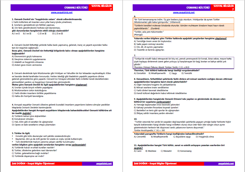 Osmanlı Kültürü-Kültürel Mirasımız Tarama Testi