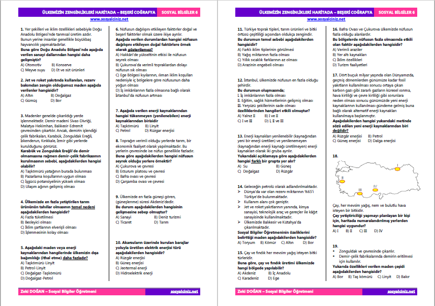 Ülkemizin Zenginlikleri Haritada Test