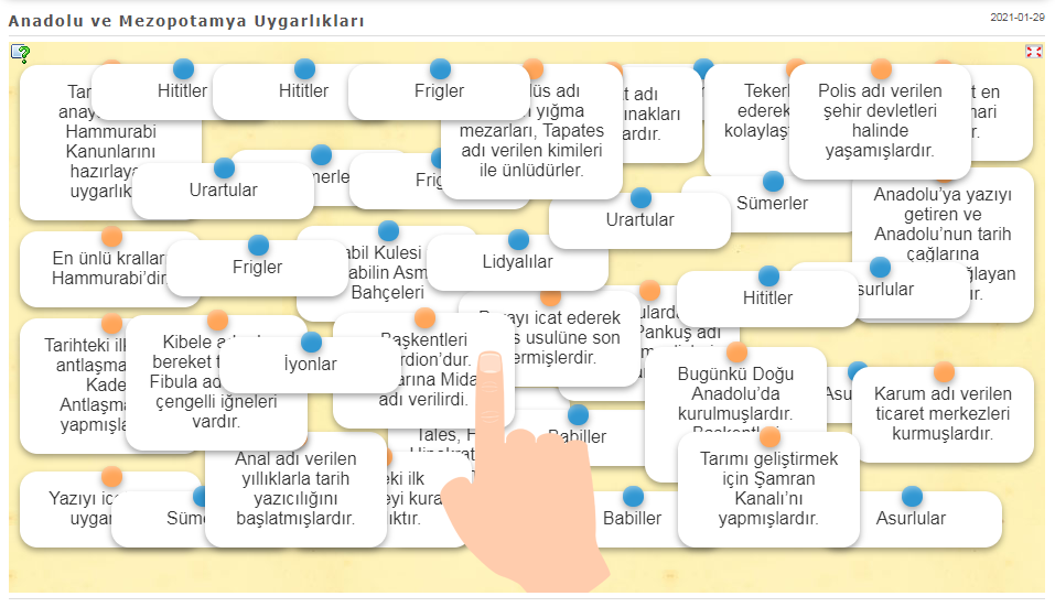 Anadolu ve Mezopotamya Uygarlıkları Online Eşleştirme