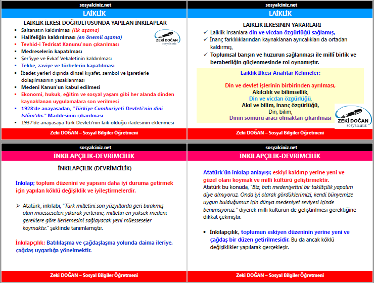 Atatürk İlkeleri- Laiklik İnkılapçılık
