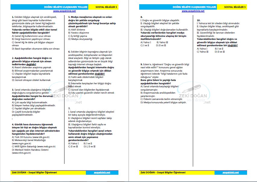 Doğru Bilgiye Ulaşmanın Yolları Test