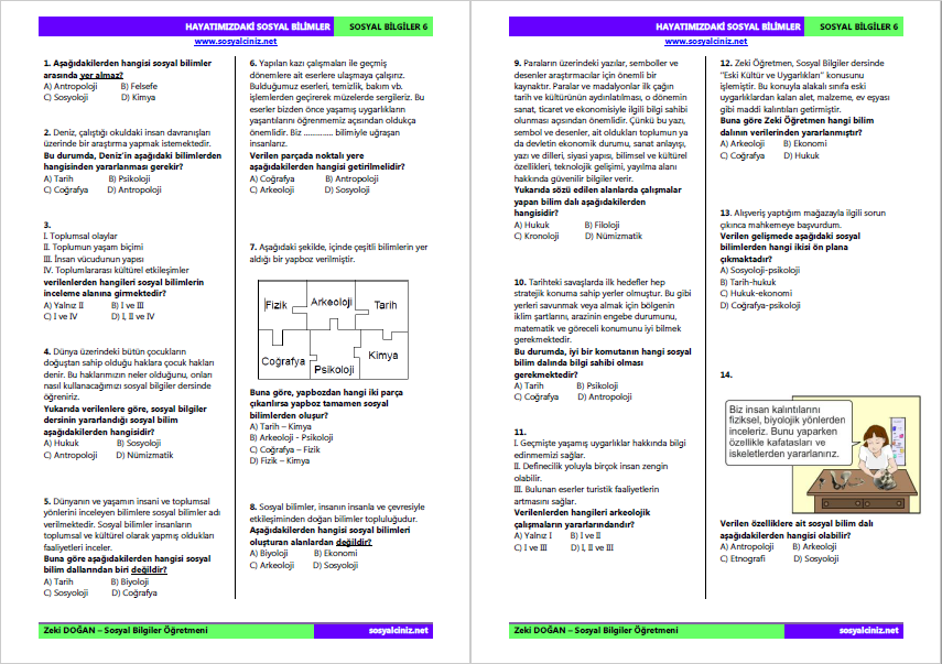 Hayatımızdaki Sosyal Bilimler Test