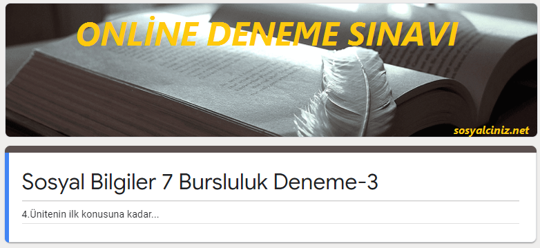 Sosyal Bilgiler 7 Online Bursluluk Deneme Sınavı-3
