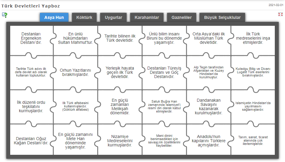 Türk Devletleri Yapboz Etkinliği