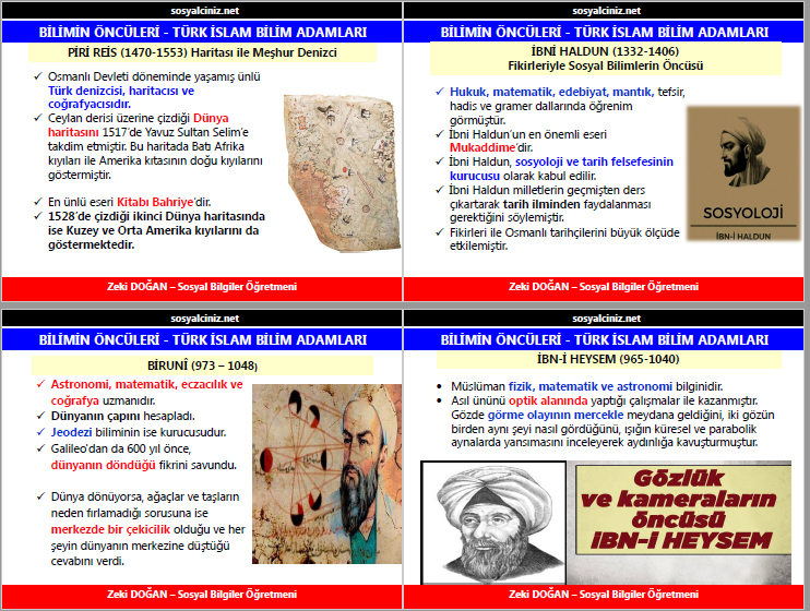 Sosyal Bilgiler 7 Türk İslam Bilim İnsanları
