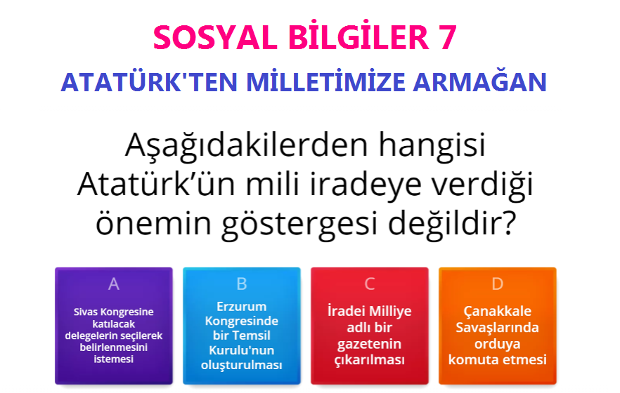 Atatürk’ten Milletimize Armağan Etkileşimli Test