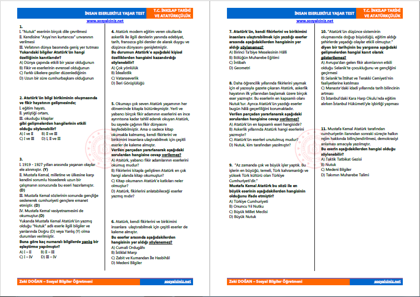 İnsan Eserleriyle Yaşar Test