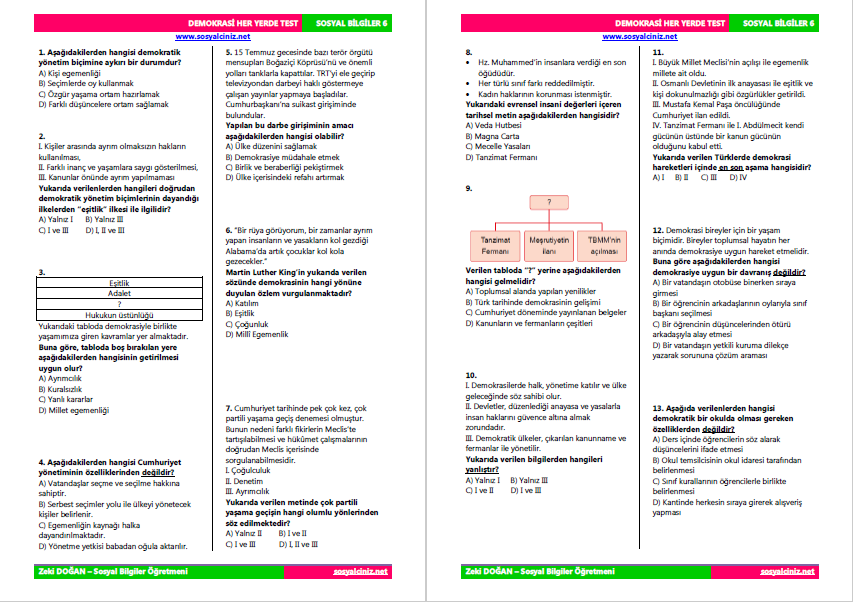 Demokrasi Her Yerde Test 1