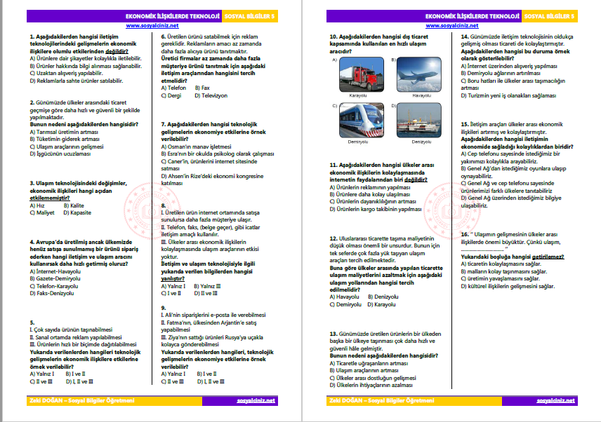 Ekonomik İlişkilerde Teknoloji Test-1