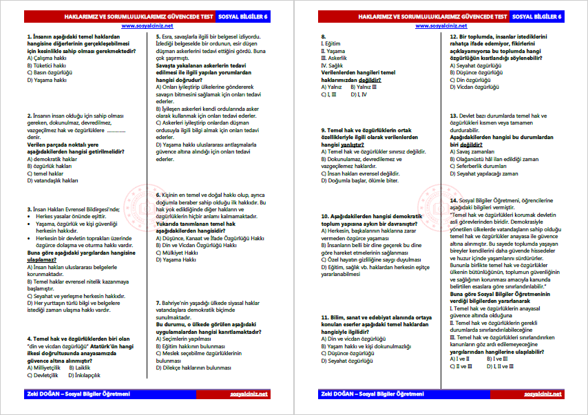 Haklarımız ve Sorumluluklarımız Güvencede Test