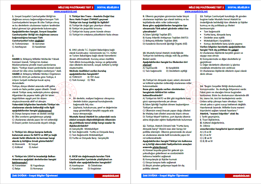 Milli Dış Politikamız Test-2