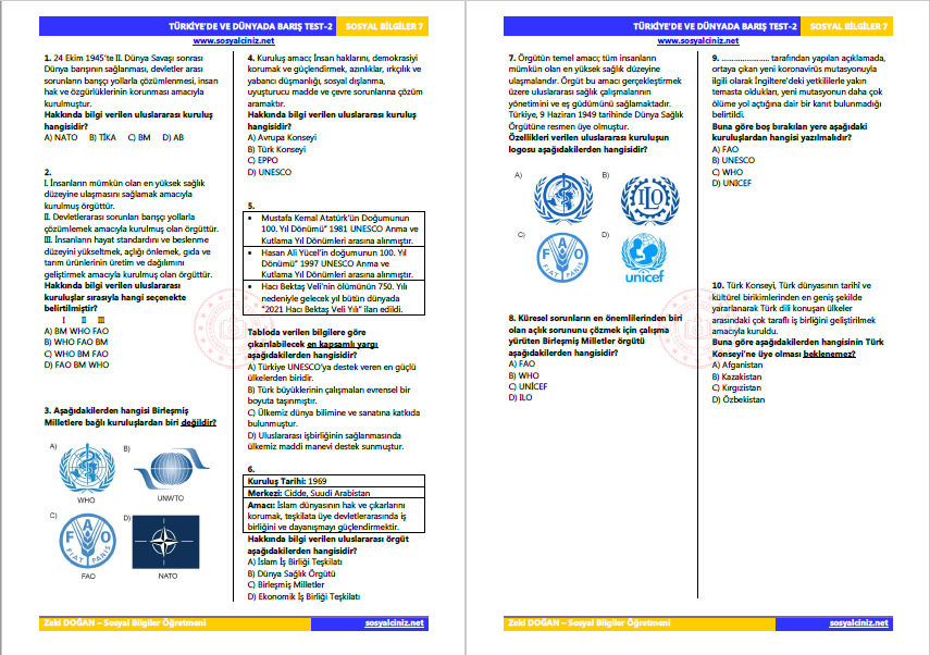Türkiye’de ve Dünyada Barış Test-2