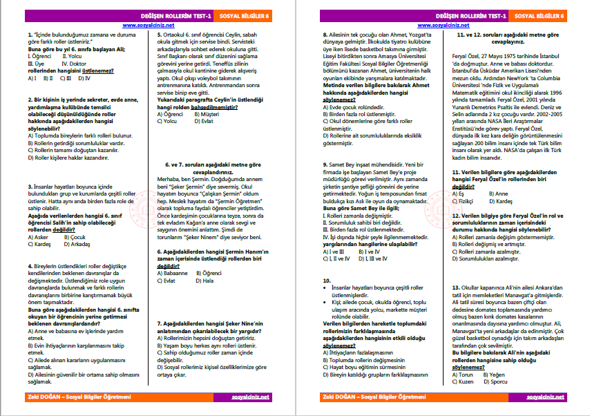 Değişen Rollerim Test-1