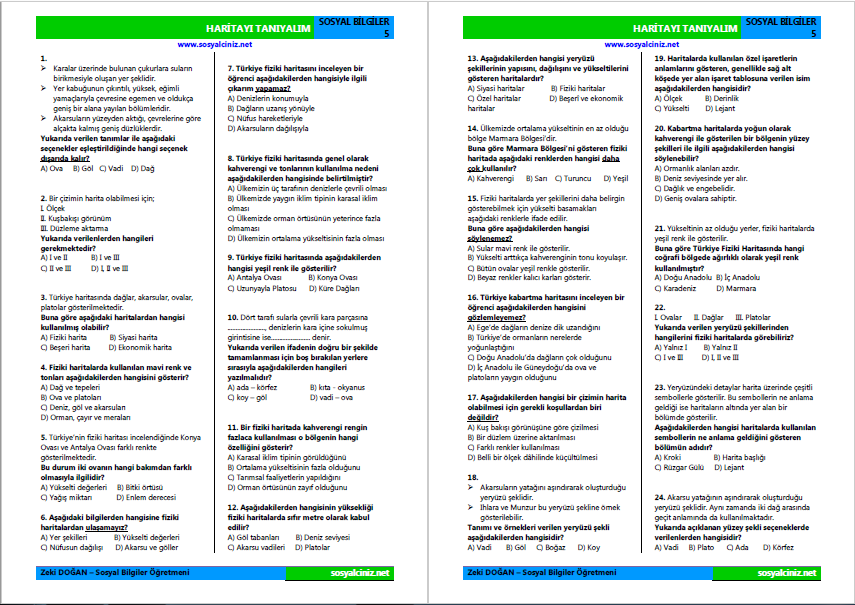 Haritayı Tanıyorum Test