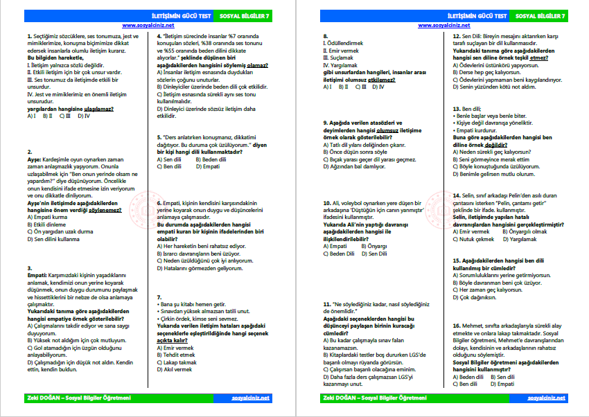 İletişimin Gücü Test