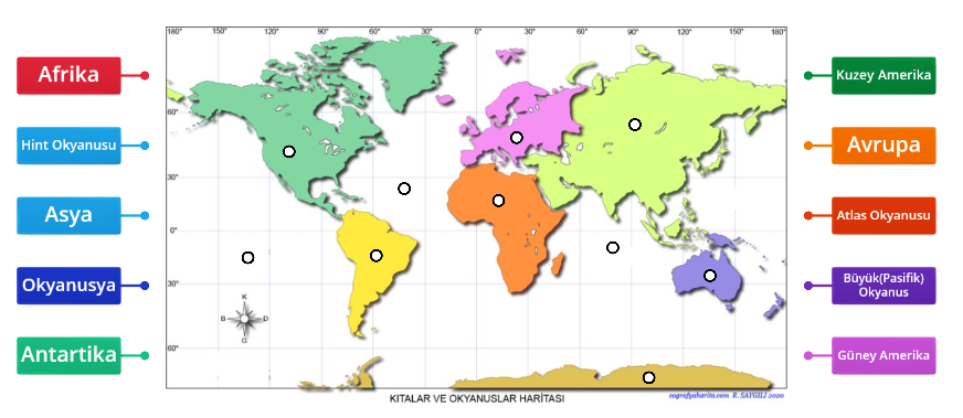 Kıtalar ve Okyanuslar Eşleştirme Etkinliği