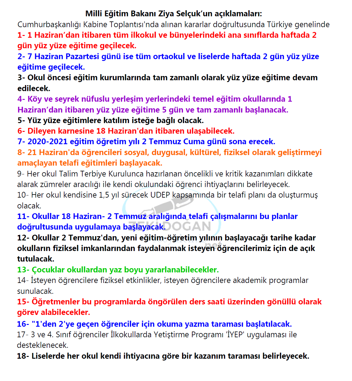 Telafi eğitiminin detayları