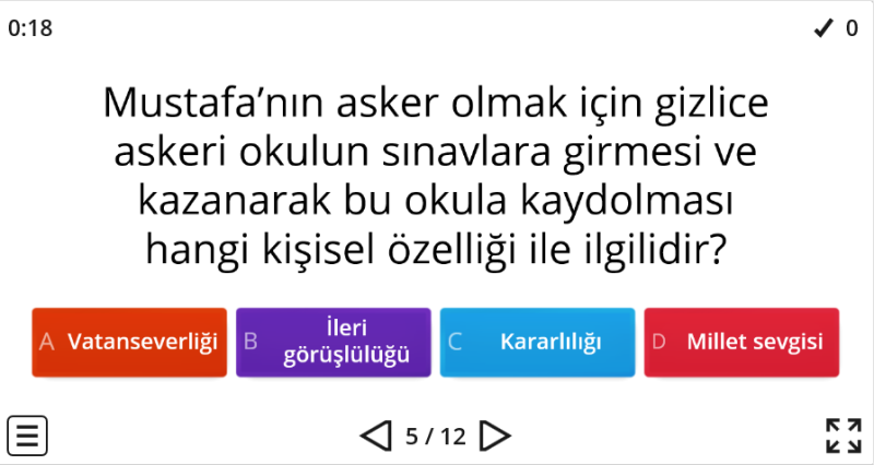 Mustafa Kemal’in Eğitim Hayatı Online Test