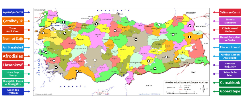 Tarihi Eserleri Harita Üzerinde Gösterme