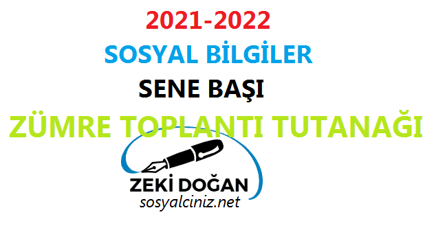 2021-2022 Sosyal Bilgiler Sene Başı Zümre Toplantı Tutanağı