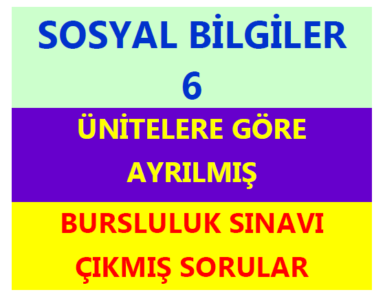Sosyal Bilgiler 6 Ünitelere Göre Ayrılmış Bursluluk Soruları