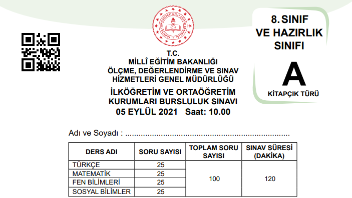 T.C. İnkılap Tarihi 2021 Bursluluk Soru ve Cevapları