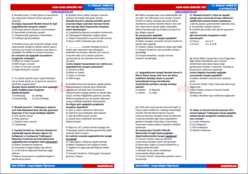 Adım Adım Liderliğe Test