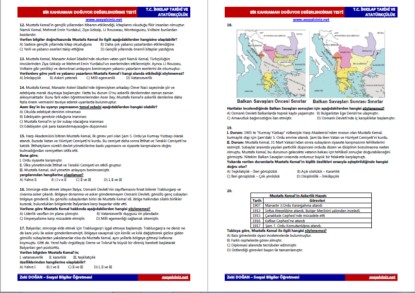 Bir Kahraman Doğuyor Ünite Testi