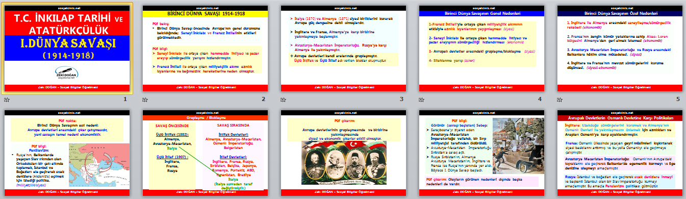 Birinci Dünya Savaşının Nedenleri Sunu