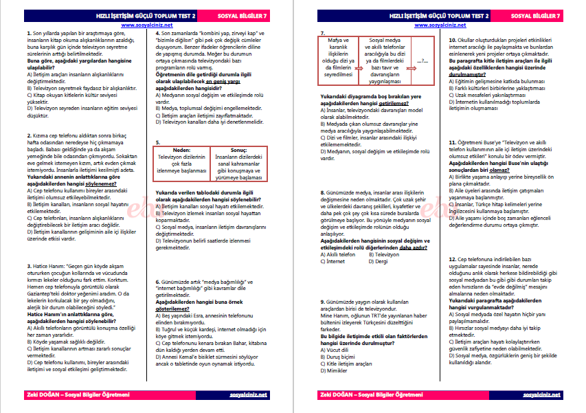 Hızlı İletişim Güçlü Toplum Test 2