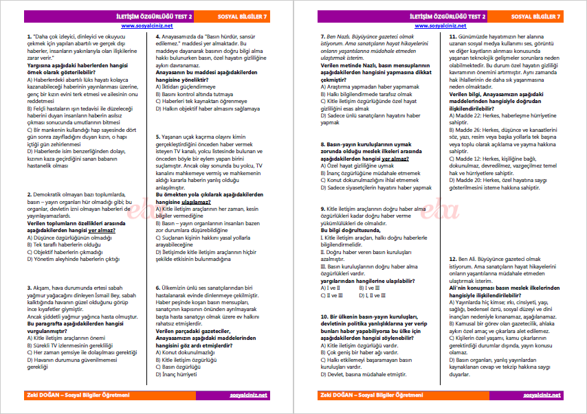 İletişim Özgürlüğü Test 2