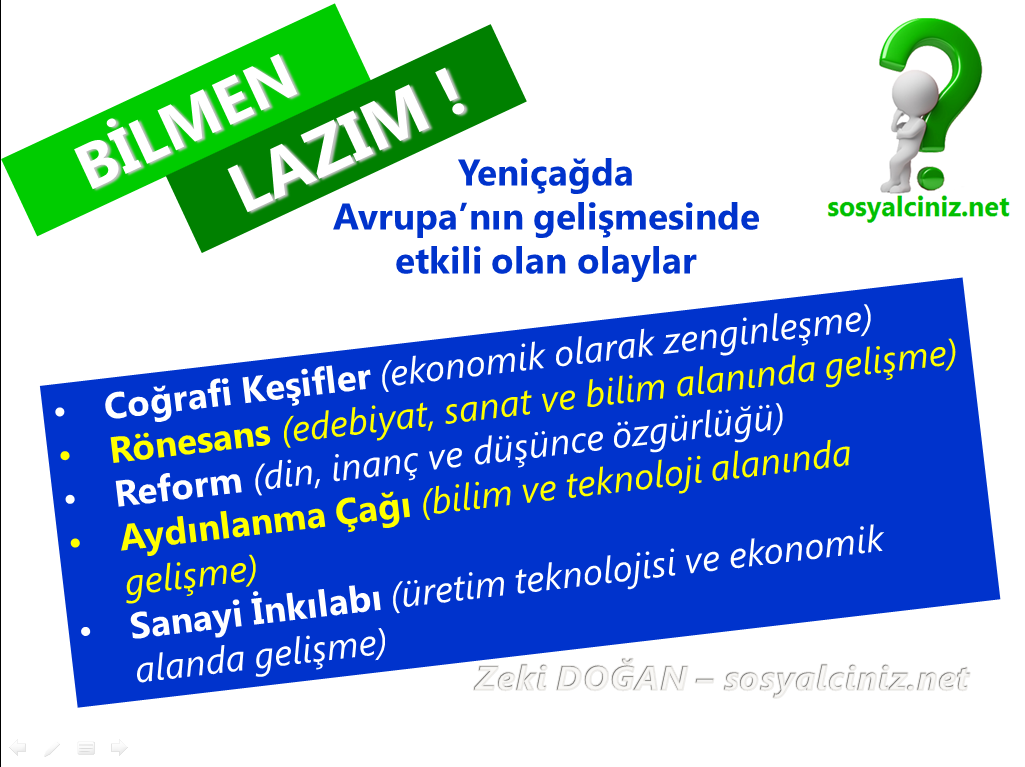 Yeniçağda Avrupa’nın Gelişmesini Sağlayan Nedenler