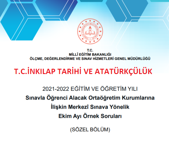 2021 Ekim T.C. İnkılap Tarihi LGS Örnek Sorular