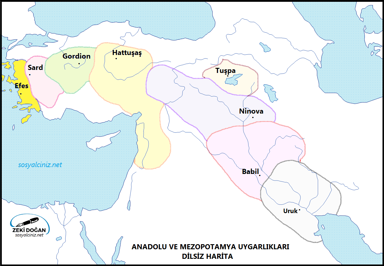 Anadolu ve Mezopotamya Uygarlıkları Dilsiz Harita
