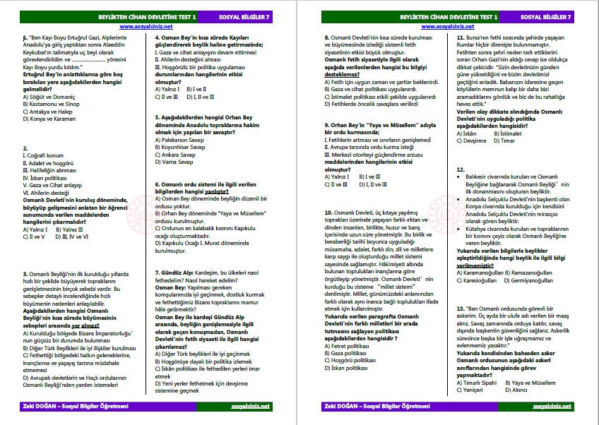 Beylikten Cihan Devletine Test 1