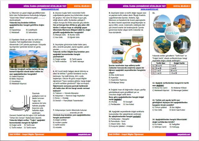 Çevremizdeki Güzellikler Test 1