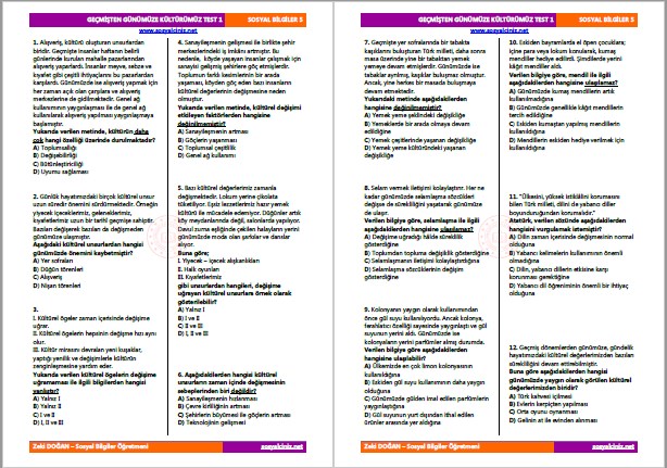 Geçmişten Günümüze Test 1